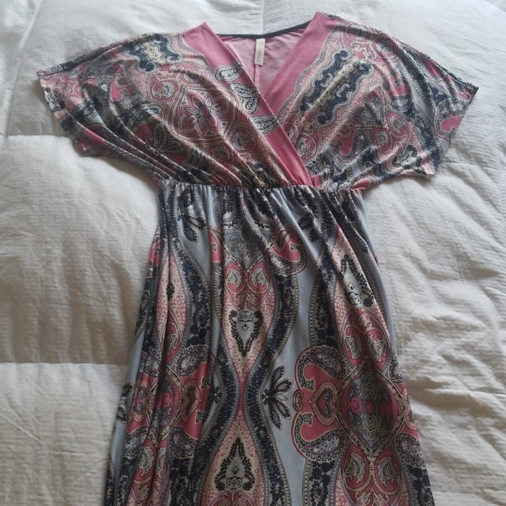 Gorgeous Blue and Pink Maxi Dress